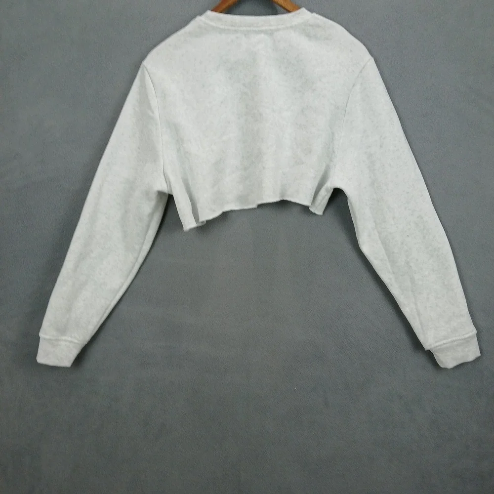LA Glow Cropped Halloween‎ Sweatshirt Womens Medium White Spooky Fleece Lined